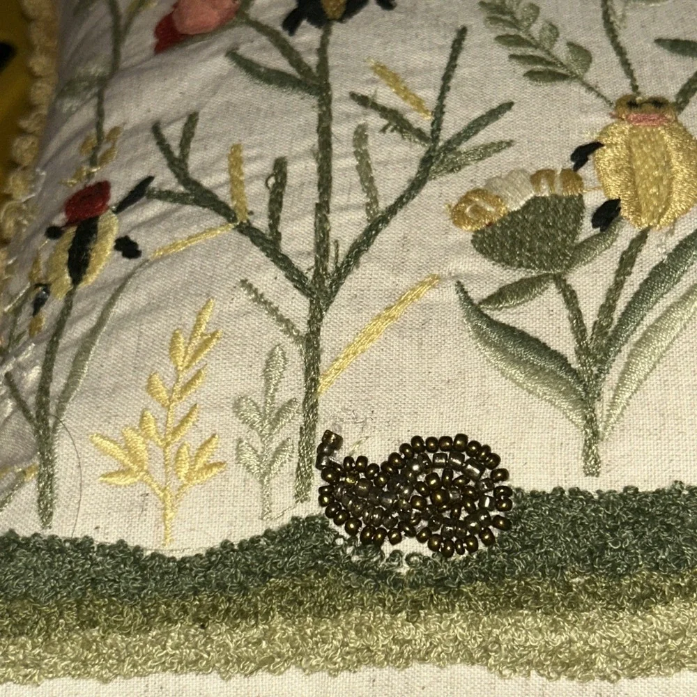 Pier 1 Flower Snail Beaded Embroidered Decorative Throw Pillow 13